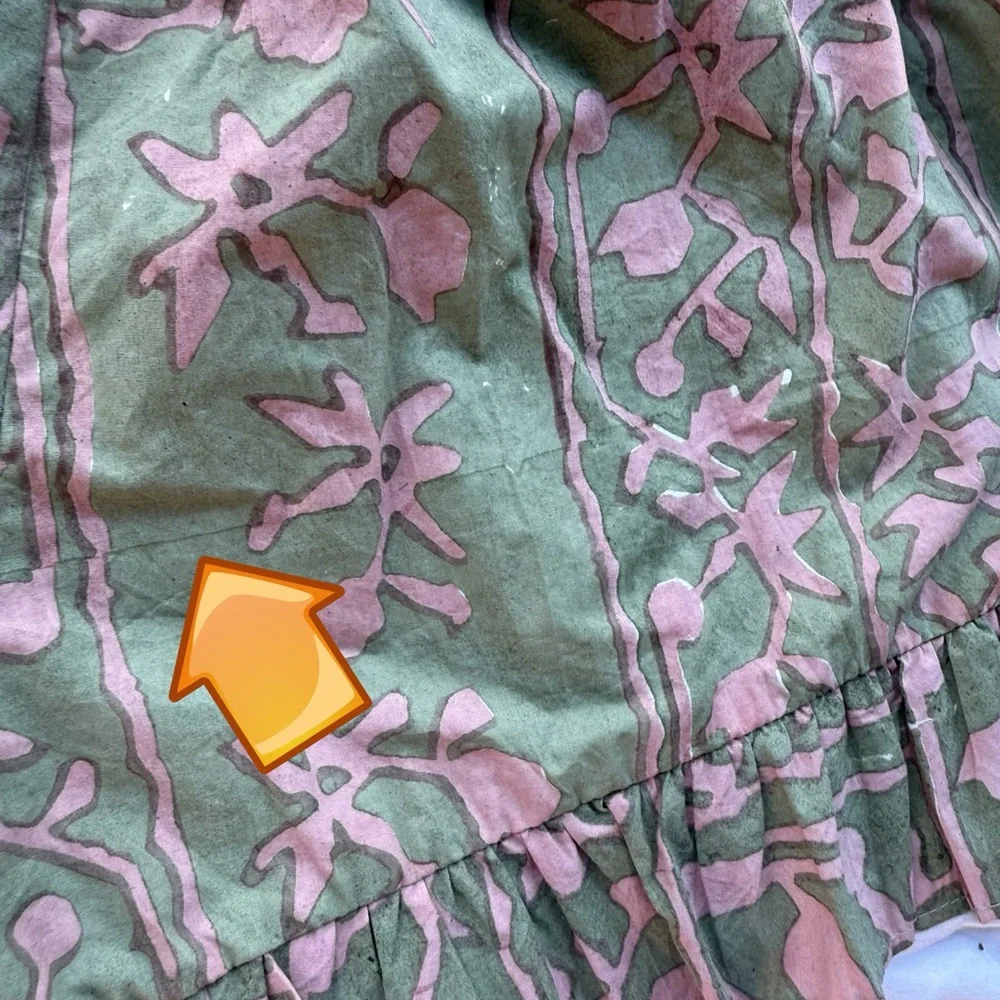 Cleobella SHORTS handmade process ruffle elastic belted Green Pink Floral S /‎ M
